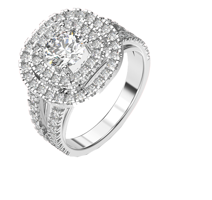 Gold Diamond Engagement Weddning Rings